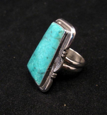 Image 1 of Native American Sierra Turquoise Silver Ring sz6, Evelyn Bahe