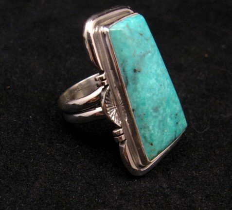 Image 2 of Native American Sierra Turquoise Silver Ring sz6, Evelyn Bahe
