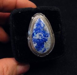 Navajo Native American Lapis Lazuli Sterling Ring sz8-3/4, Thomas Secatero