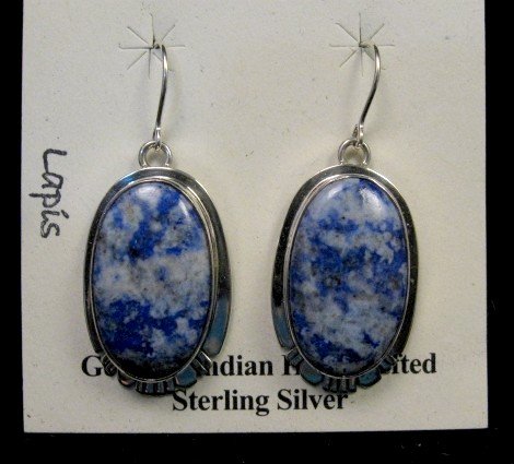 Image 0 of Native American Lapis Sterling Silver Earrings - Phillip Sanchez