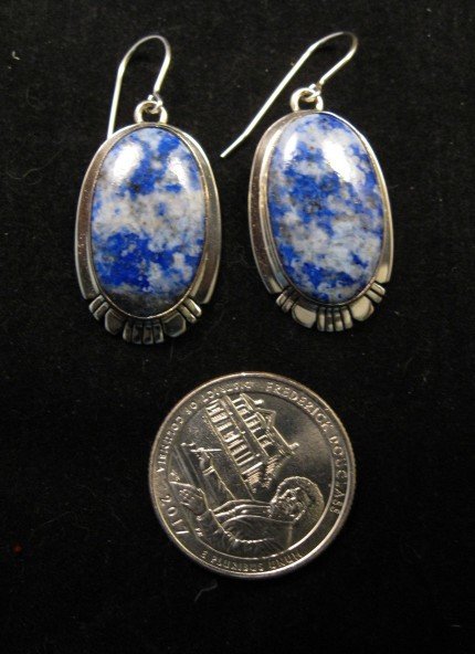 Image 2 of Native American Lapis Sterling Silver Earrings - Phillip Sanchez