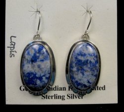 Native American Lapis Sterling Silver Earrings - Phillip Sanchez