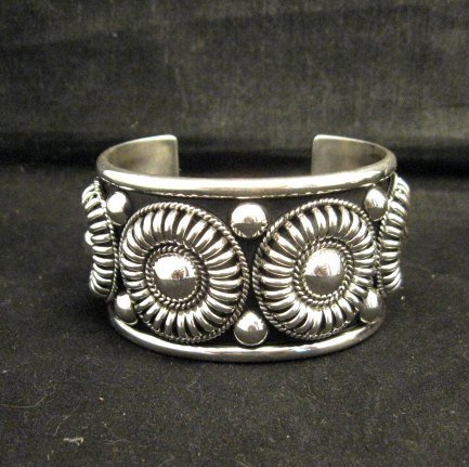 Image 3 of Native American Navajo Thomas & Colton Charley Sterling Silver Concho Bracelet