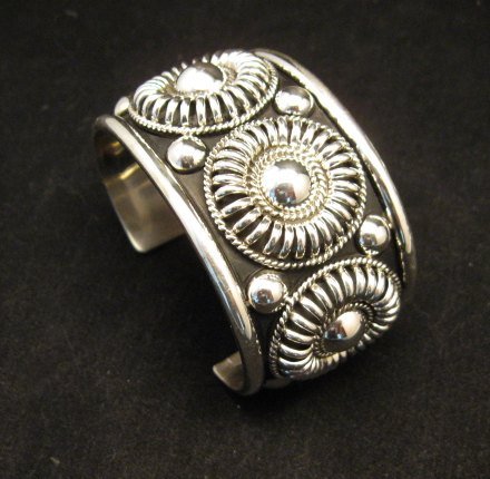 Image 4 of Native American Navajo Thomas & Colton Charley Sterling Silver Concho Bracelet