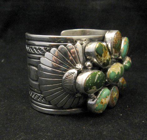Image 1 of A++ Navajo Native American Royston Turquoise Cluster Bracelet, Gilbert Tom