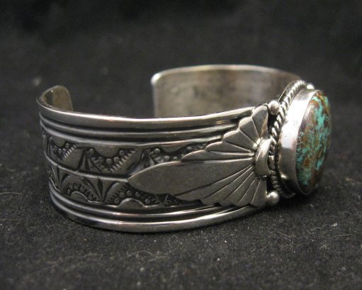 Image 1 of Navajo Gilbert Tom Old Pawn Style Turquoise Silver Bracelet