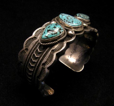Image 1 of Navajo Indian Native American Turquoise Silver Bracelet, Joey Allen