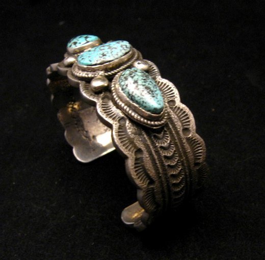 Image 2 of Navajo Indian Native American Turquoise Silver Bracelet, Joey Allen