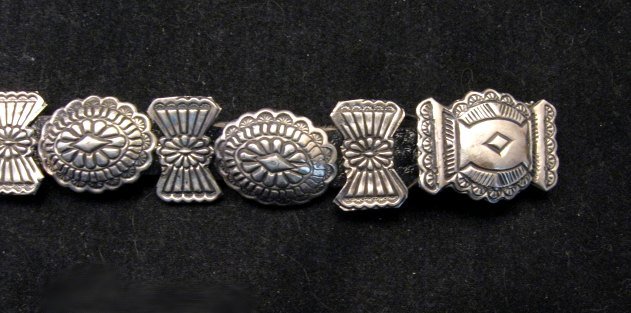 Image 3 of Dead Pawn Navajo Sterling Silver Stamped Concho Bracelet