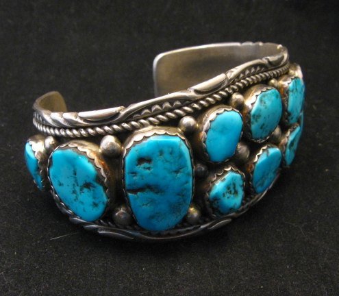 Image 1 of Quality Dead Pawn Native American Navajo Turquoise Cuff Bracelet