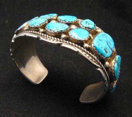 Image 5 of Quality Dead Pawn Native American Navajo Turquoise Cuff Bracelet