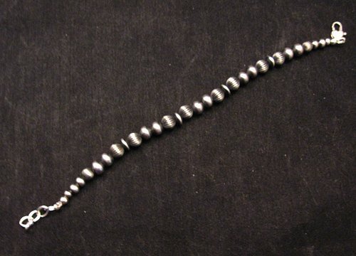 Image 0 of Navajo Pearls - Hand Finished Mixed Sterling Bead Bracelet 7-5/8 to 8-5/8