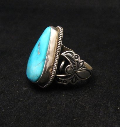 Image 1 of Albert Jake Navajo Native American Kingman Turquoise Ring Sz9-1/2