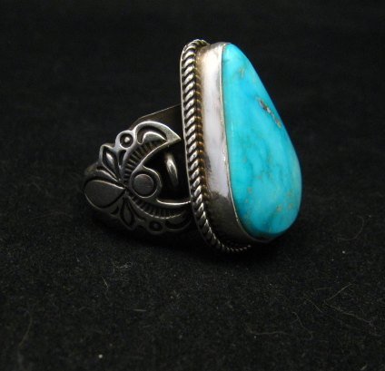 Image 2 of Albert Jake Navajo Native American Kingman Turquoise Ring Sz9-1/2