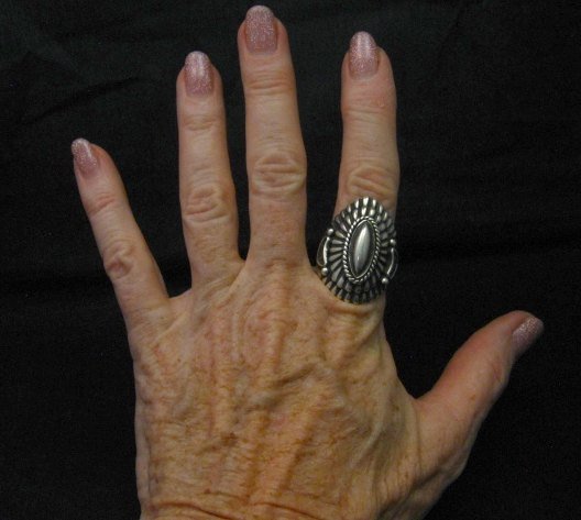 Image 4 of Navajo Harry Begay Sterling Silver Ingot Ring sz10