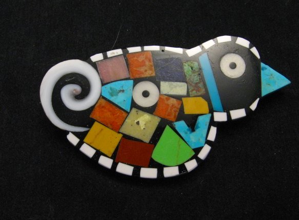 Image 0 of Mary Tafoya Santo Domingo Colorful Multi Inlay Bird Pin/Pendant