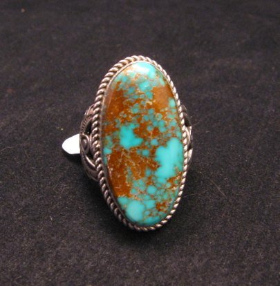 Image 0 of Big Albert Jake Navajo Native American Kingman Turquoise Ring Sz8-1/2
