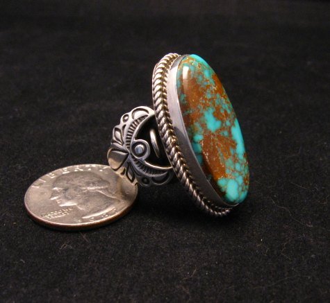 Image 2 of Big Albert Jake Navajo Native American Kingman Turquoise Ring Sz8-1/2