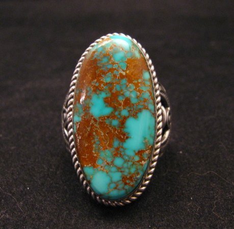Image 6 of Big Albert Jake Navajo Native American Kingman Turquoise Ring Sz8-1/2