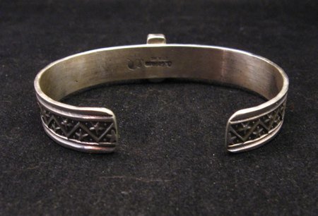 Image 4 of Navajo Spiny Oyster Cross Silver Bracelet, Darrell Cadman 