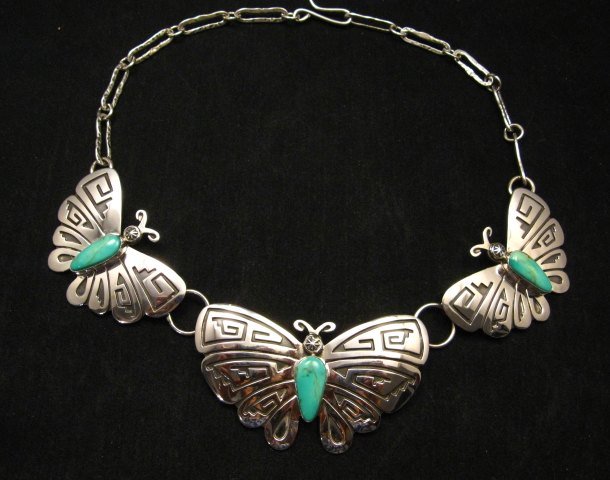 Image 0 of Everett Mary Teller Turquoise Sterling Silver Overlay Butterfly Necklace