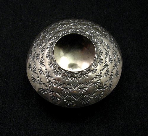 Image 4 of Navajo Stamped Sterling Silver Seed Pot, Everett & Mary Teller 