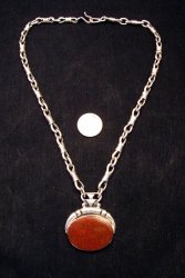Vintage Navajo Dinosaur Bone Sterling Silver Necklace, Orville Tsinnie