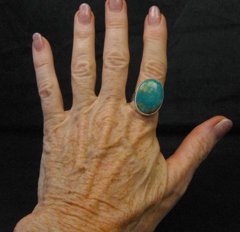 Image 3 of Big Navajo Everett & Mary Teller Manassa Turquoise Ring sz8-1/2