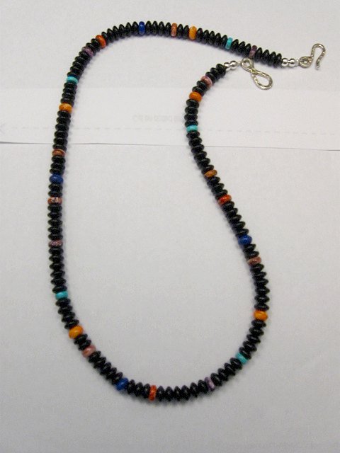 Image 2 of Everett & Mary Teller Navajo Black Obsidian Bead Necklace