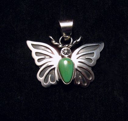 Image 0 of Everett and Mary Teller Kingman Turquoise Sterling Silver Butterfly Pendant