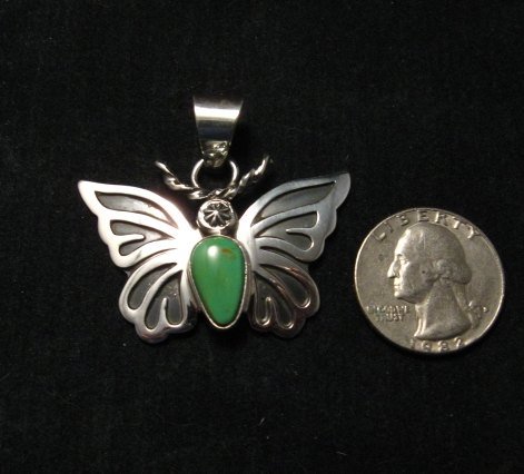 Image 2 of Everett and Mary Teller Kingman Turquoise Sterling Silver Butterfly Pendant