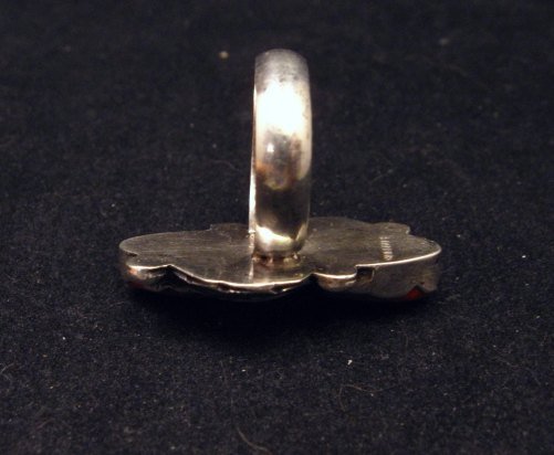 Image 3 of Vintage Zuni 2-stone Coral Silver Ring, Carmelita Simplicio, sz6-1/2