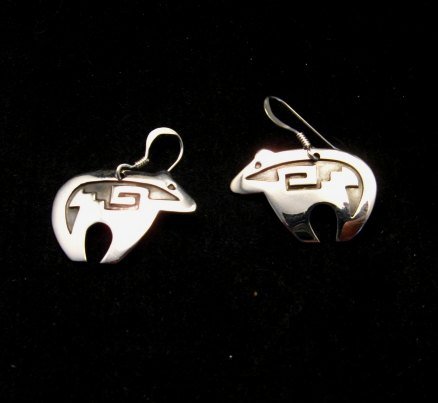 Image 1 of Navajo Sterling Silver Heartline Bear Earrings, Everett & Mary Teller