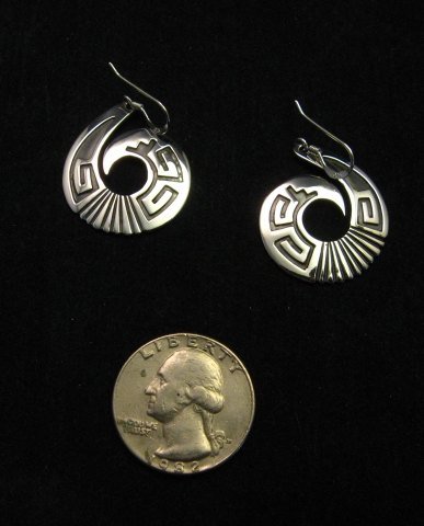 Image 2 of Everett & Mary Teller Navajo Sterling Silver Curly-Q Earrings