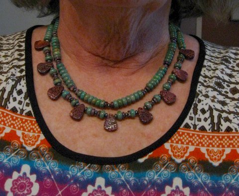 Image 5 of Navajo Turquoise Purple Spiny Oyster Bead Necklace by Everett & Mary Teller 