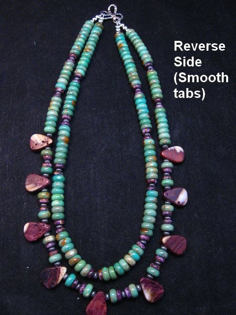 Image 6 of Navajo Turquoise Purple Spiny Oyster Bead Necklace by Everett & Mary Teller 