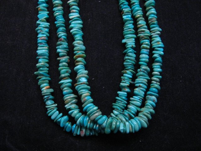 Image 2 of Everett & Mary Teller Navajo Fox Turquoise 3-Strand Necklace