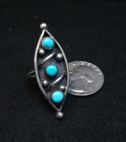 Image 0 of Vintage Native American Turquoise Silver Ring sz6-3/4