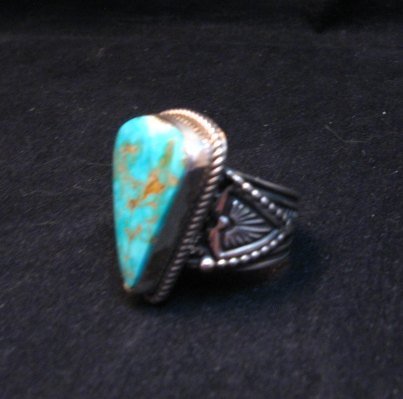 Image 2 of Albert Jake Navajo Native American Turquoise Ring Sz9-1/2 to sz11 adjustable