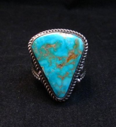 Image 0 of Albert Jake Navajo Native American Turquoise Ring Sz9-1/2 to sz11 adjustable