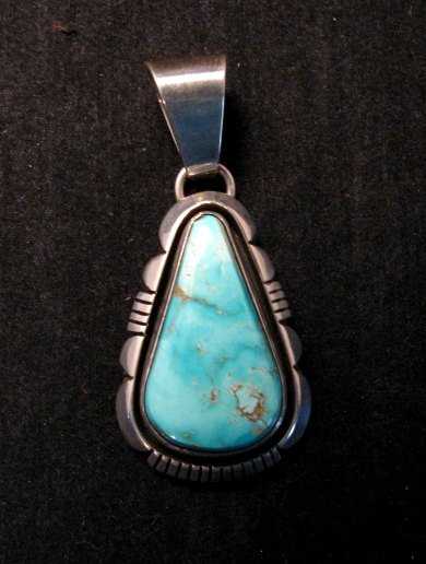 Image 0 of Native American Navajo Turquoise Silver Pendant, Cooper Willie