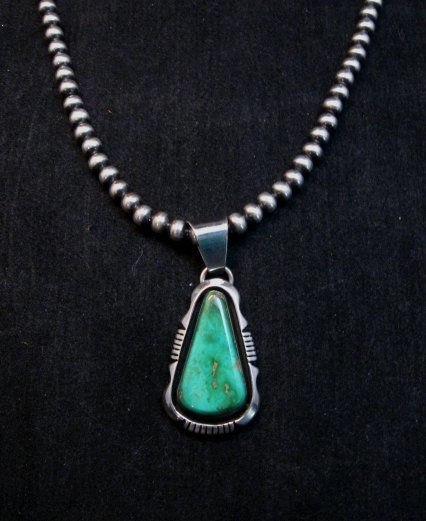 Image 1 of Navajo, Cooper Willie, Turquoise Silver Pendant