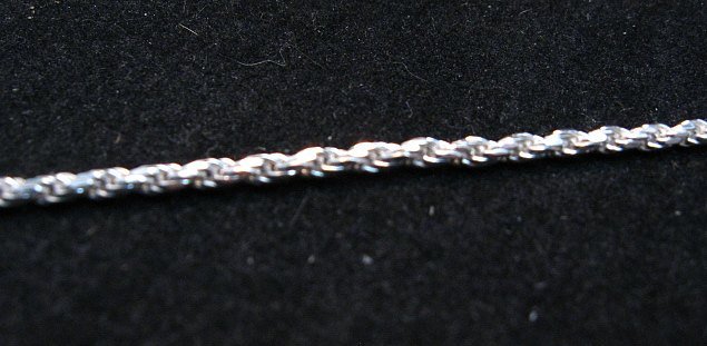 Image 2 of Sterling Silver Diamond-cut Rope Chain Anklet / Bracelet 9-Inch Long 