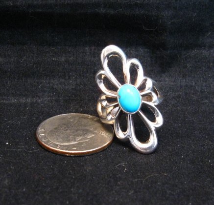 Image 0 of Fancy Navajo Tufa Sterling Silver Turquoise Ring sz9