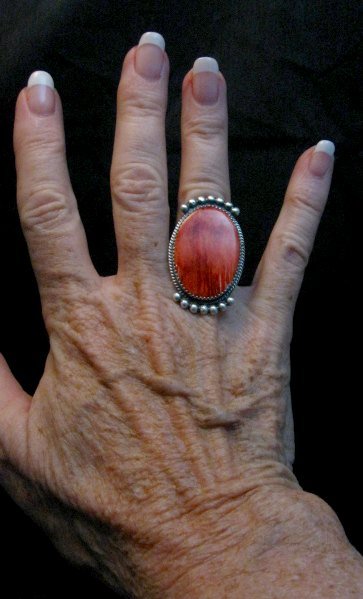 Image 1 of Betty Joe Navajo Orange Spiny Oyster Ring sz7-1/2