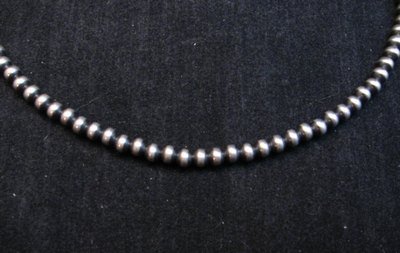 Image 0 of Native American 4mm Bead Navajo Pearls Sterling Silver Necklace 20-inch long