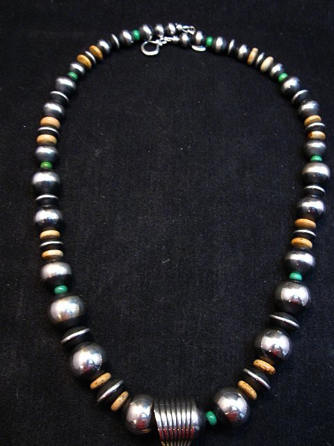 Image 4 of Navajo Royston Ribbon Turquoise Necklace Earring Set, Albert Jake