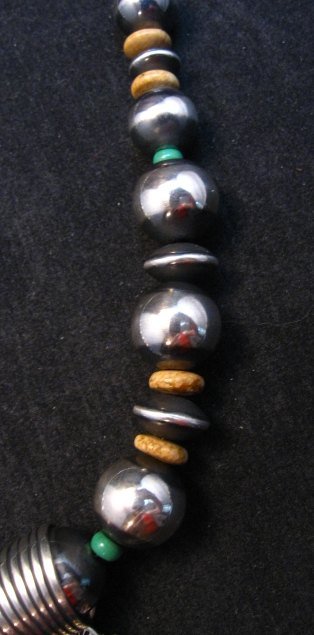 Image 5 of Navajo Royston Ribbon Turquoise Necklace Earring Set, Albert Jake