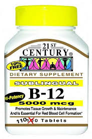 Case of 12-Vit B-12 Subl 5000 mcg Tab 110 By 21st Century Nutritio