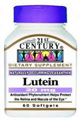 Lutein 20mg Gelcap 60 Count By 21st Century Vitamins